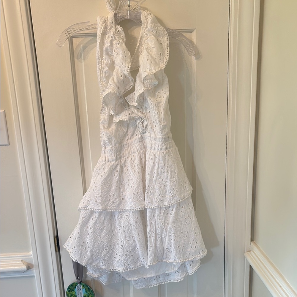 LoveShackFancy White Eyelet Mini Dress